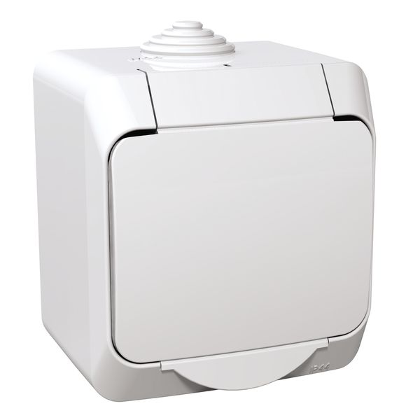 Cedar Plus - single socket outlet sideE - 16A, shutters, white image 4