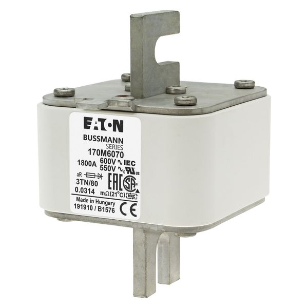 Fuse-link, high speed, 1800 A, AC 600 V, DIN 3, 76 x 90 x 109 mm, aR, DIN, IEC, single indicator image 5