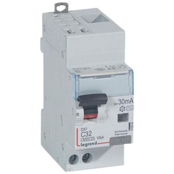 Monoblock differential circuit breaker DX³6000 10kA automatic high inlet low outlet screw U+N 230V~ - 32A - typeAC 30mA image 1