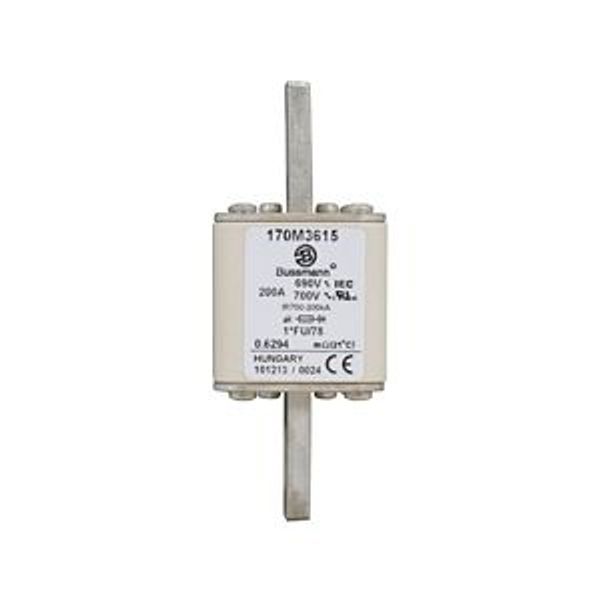 Fuse-link, high speed, 200 A, AC 690 V, compact size 1, 45 x 45 x 110 mm, aR, IEC, UL image 3