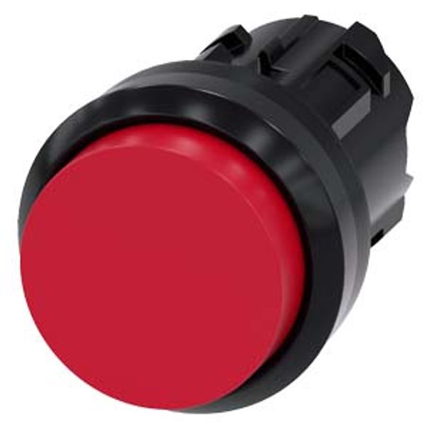 Pushbutton, 22 mm, round, plastic, red, pushbutton, raised, momentary contact... image 1