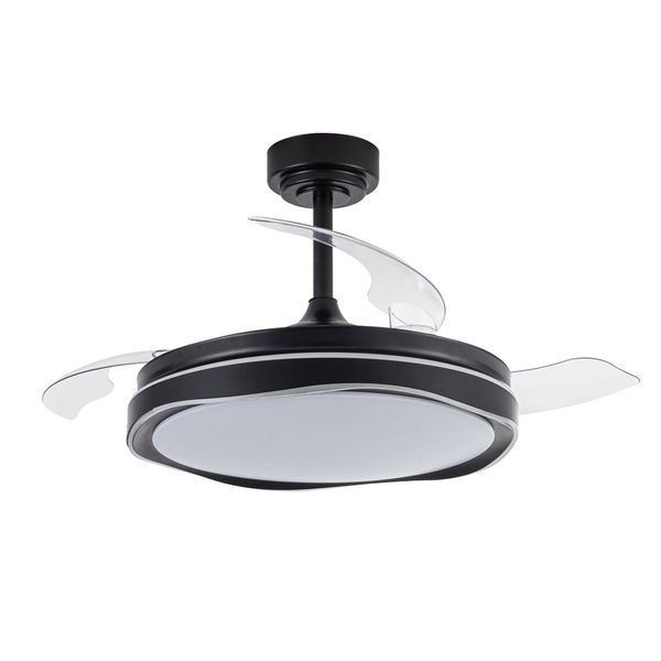Oku Black LED Ceiling Fan 72W 7920Lm CCT Folding Blades image 1