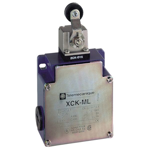 Limit switch, Limit switches XC Standard, XCKM, spring rod lever, 1NC+1 NO, snap action, Pg11 image 1