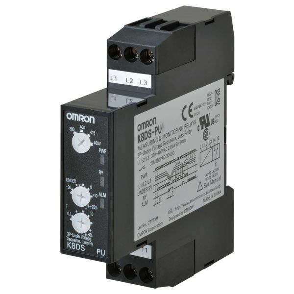 Monitoring relay 17.5mm wide, under voltage, phase sequence and loss, image 3