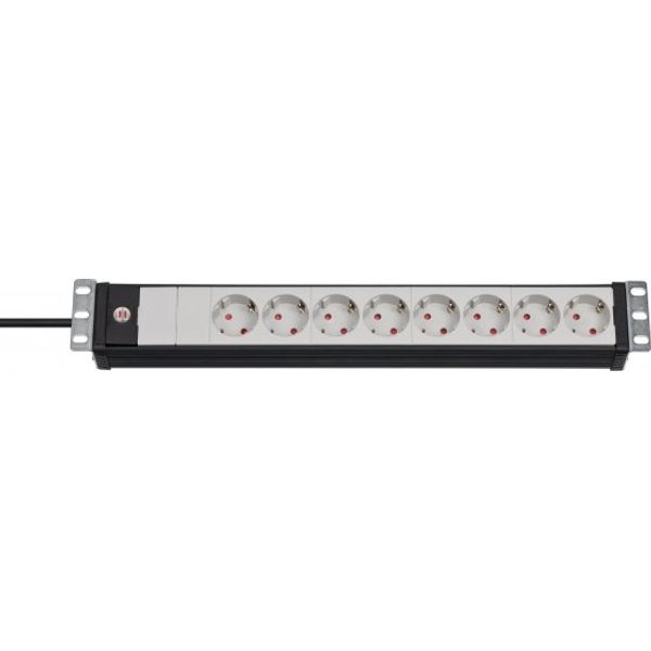Premium-Line 19" extension socket for switch cabinets 8-way black/light grey 3m H05VV-F 3G1,5 19" format image 1