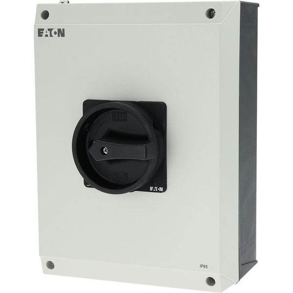 Main switch, T5, 100 A, surface mounting, 4 contact unit(s), 6 pole, 1 N/O, 1 N/C, STOP function, With black rotary handle and locking ring, Lockable image 26