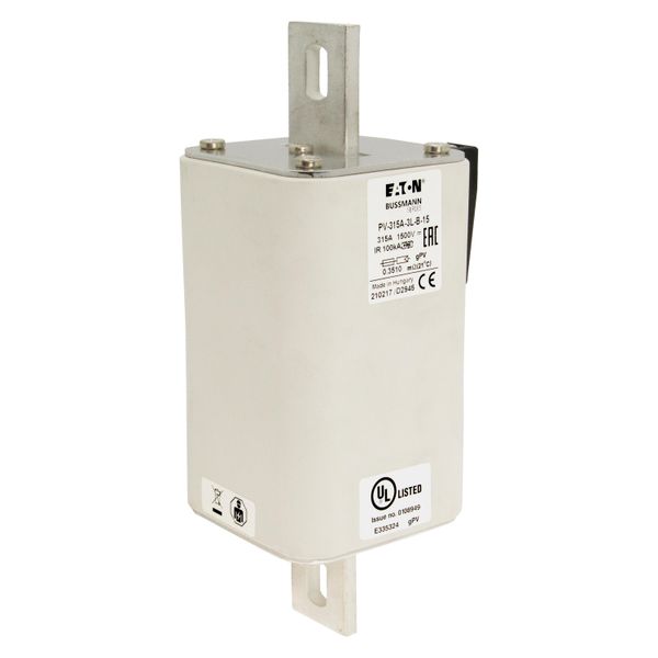 Fuse-link, high speed, 315 A, DC 1500 V, 3L, 75 x 205 mm, gPV, IEC, UL, with indicator, bolted contacts image 16