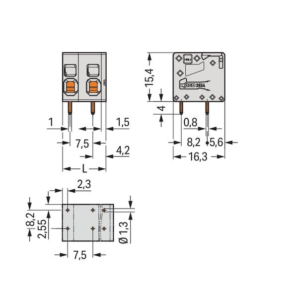 PCB terminal block 4 mm² Pin spacing 7.5 mm gray image 4