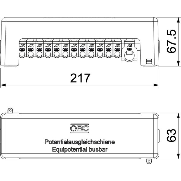 1801 12x25 1x95 Equipotential busbar  217mm image 2
