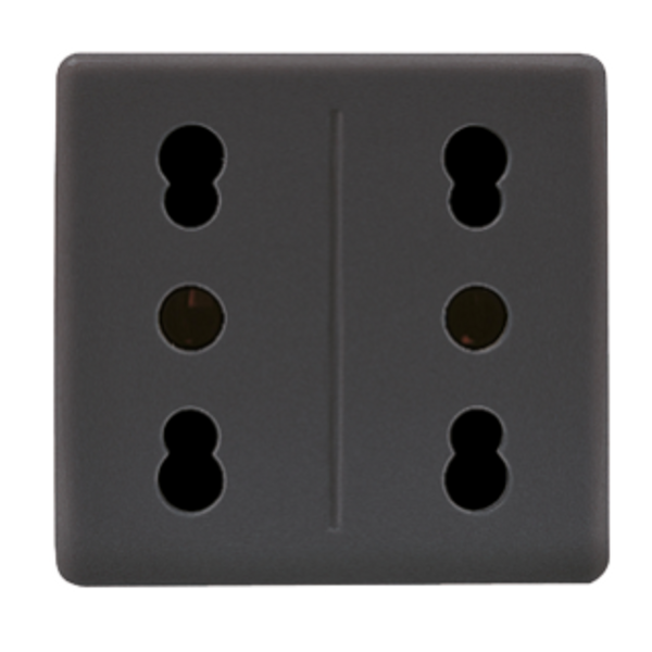 ITALIAN STANDARD DOUBLE SOCKET-OUTLET 250V ac - 2X2P+E 16A DUAL AMPERAGE - P11-P17 - 2 MODULES - SYSTEM BLACK image 1