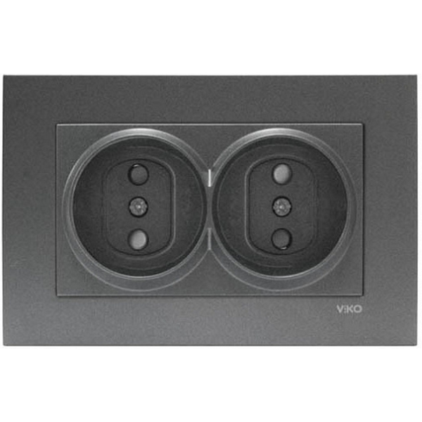 Novella Dark Grey Two Gang Socket Child Protection image 1