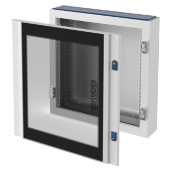 CVX DISTRIBUTION BOARD 160E - SURFACE-MOUNTING - 600x600x180 - IP40 - WITH FLATGLASS DOOR - WITH EXTRACTABLE FRAME- GREY RAL7035 image 1