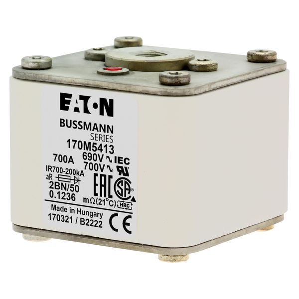 Fuse-link, high speed, 700 A, AC 690 V, size 2, 61 x 77 x 51 mm, aR, IEC, UL, single indicator image 8