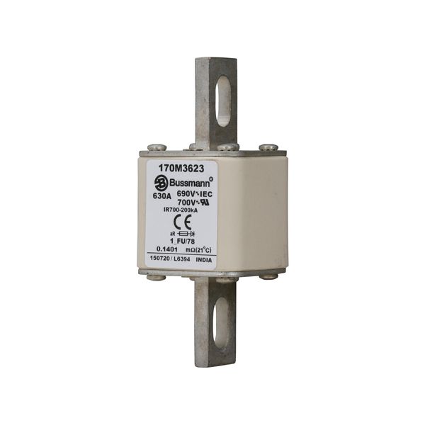 Fuse-link, high speed, 630 A, AC 690 V, compact size 1, 45 x 45 x 110 mm, aR, IEC, UL image 12