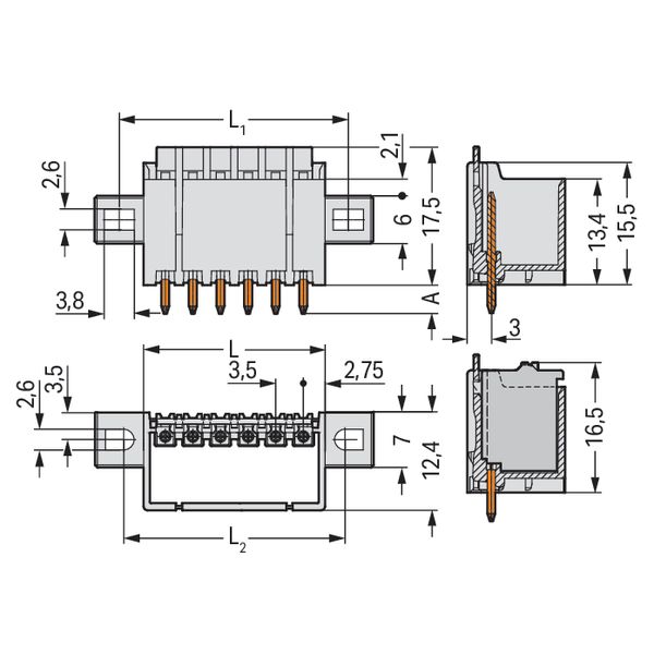 2091-1405/005-000 THT male header; 1.0 mm Ø solder pin; straight image 5