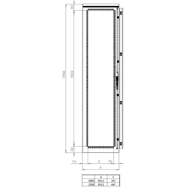 Sheet steel door left for 2 door enclosures H=2000 W=500 mm image 5