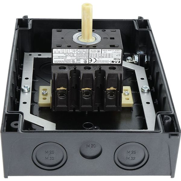 Main switch, P3, 63 A, surface mounting, 3 pole, STOP function, With black rotary handle and locking ring, Lockable in the 0 (Off) position, with asse image 36