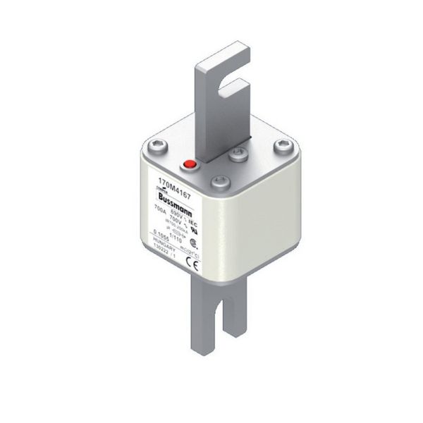 Fuse-link, high speed, 700 A, AC 690 V, DIN 1, 53 x 66 x 138 mm, aR, DIN, IEC, single indicator image 10