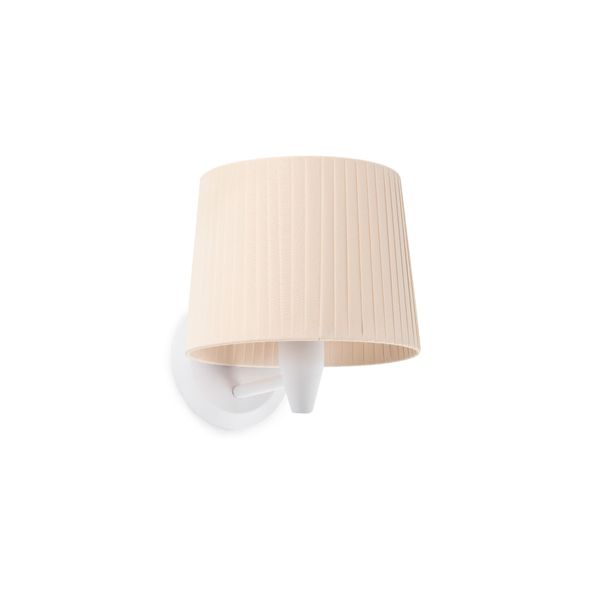 SAMBA WHITE WALL LAMP BEIGE RIBBONED LAMPSHADE ø21 image 1