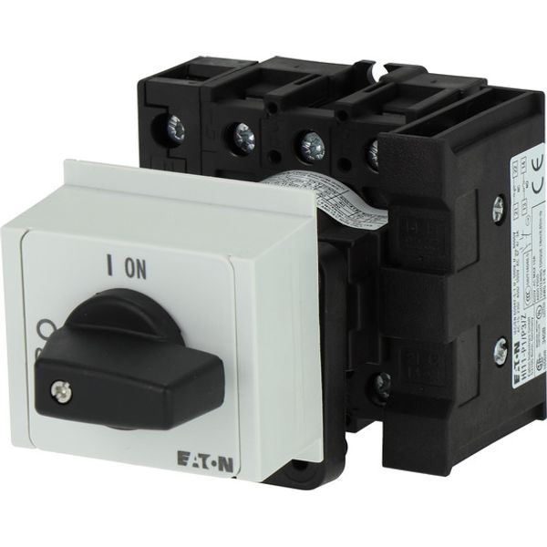 On-Off switch, P1, 40 A, service distribution board mounting, 3 pole + N, 1 N/O, 1 N/C, with black thumb grip and front plate image 3