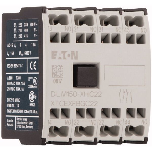 Auxiliary contact module, 4 pole, Ith= 16 A, 2 N/O, 2 NC, Front fixing, Spring-loaded terminals, DILMC40 - DILMC150 image 4