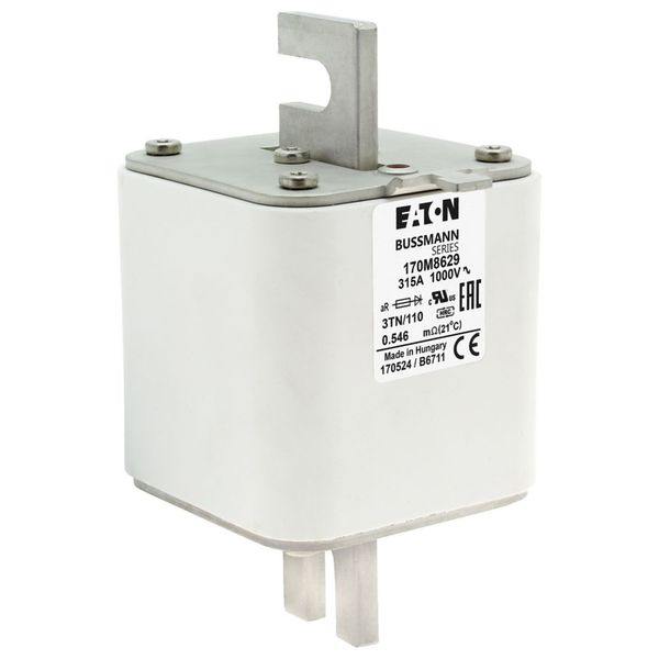 Fuse-link, high speed, 315 A, AC 1000 V, DIN 3, 74 x 90 x 139 mm, aR, DIN, IEC, single indicator image 20