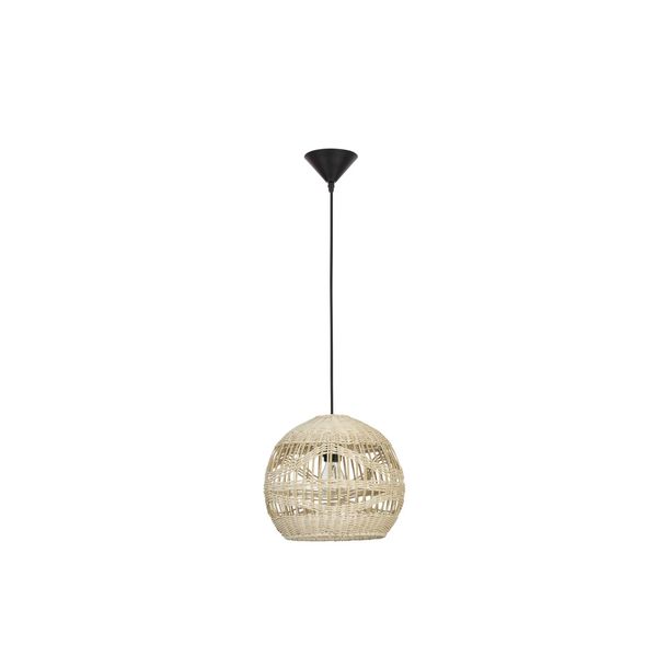 Natural Rattan  Black Fabric Wire & Base   LED E27 1x12 Watt 230 Volt   IP20 Bulb Excluded  D: 30 H1: 26 H2: 195 cm Adjustable height image 1