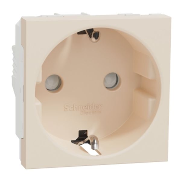 Socket-outlet, New Unica, 2P+E, 16A, Schuko, with shutter, beige image 1