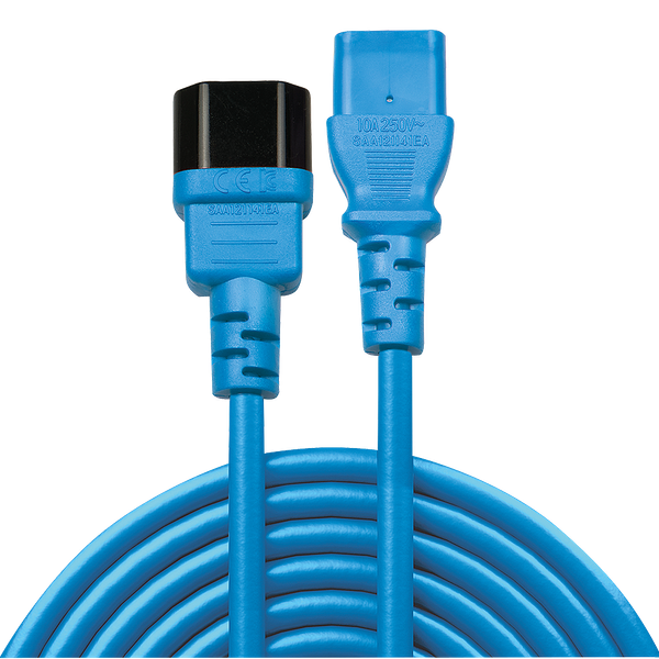 2m C14 to C13 Mains Extension Cable, blue IEC C14 Connector to IEC C13 Connector image 2