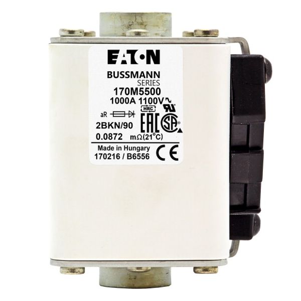 Fuse-link, high speed, 500 A, AC 690 V, size 2, 61 x 77 x 51 mm, aR, IEC, UL, single indicator, flush end, 16 UNC image 2