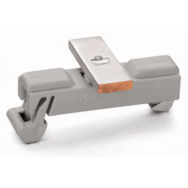 Carrier with grounding foot parallel to carrier rail 25 mm long gray image 1