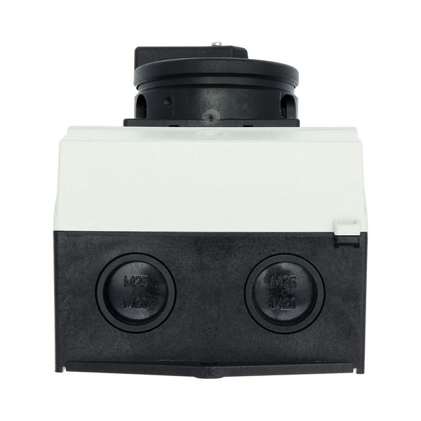 Main switch, P1, 25 A, surface mounting, 3 pole, 1 N/O, 1 N/C, STOP function, With black rotary handle and locking ring, Lockable in the 0 (Off) posit image 29