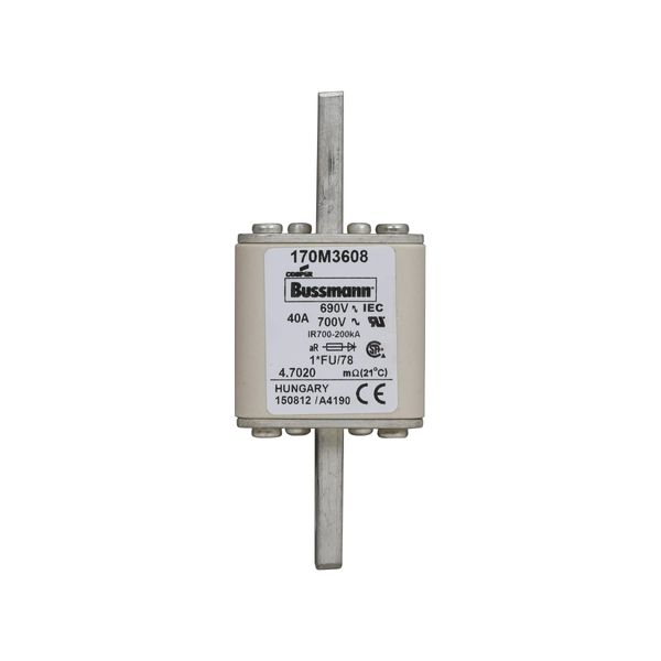 Fuse-link, high speed, 40 A, AC 690 V, compact size 1, 45 x 45 x 110 mm, aR, IEC, UL image 9