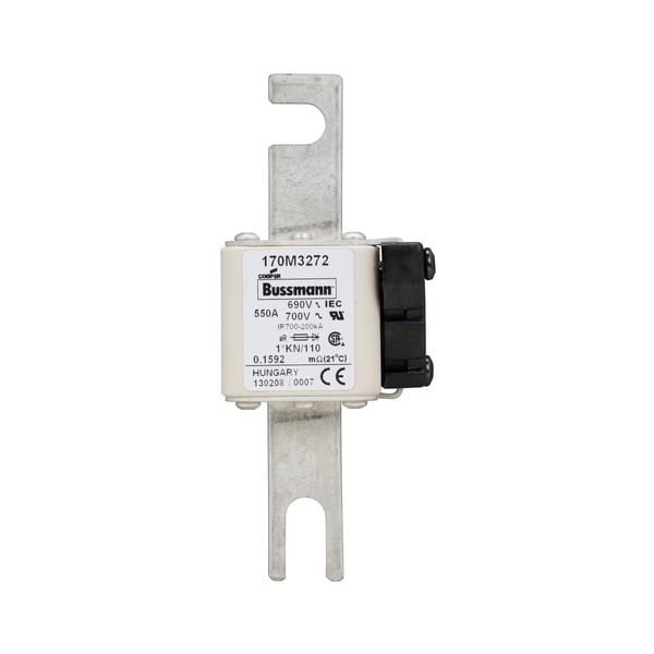 Fuse-link, high speed, 550 A, AC 690 V, compact DIN 1, 45 x 58 x 134 mm, aR, DIN, IEC, type K indicator, 110 mm centres image 6