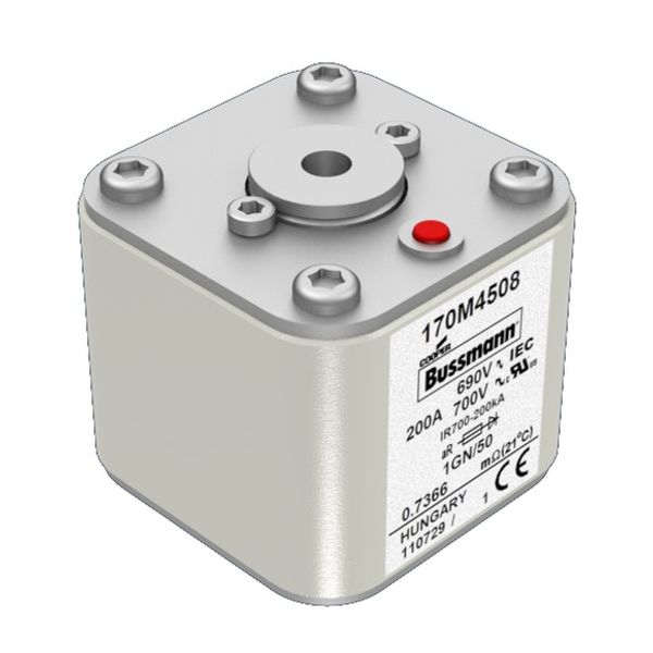 Fuse-link, high speed, 250 A, AC 690 V, size 1, 53 x 69 x 51 mm, aR, IEC, single indicator image 2