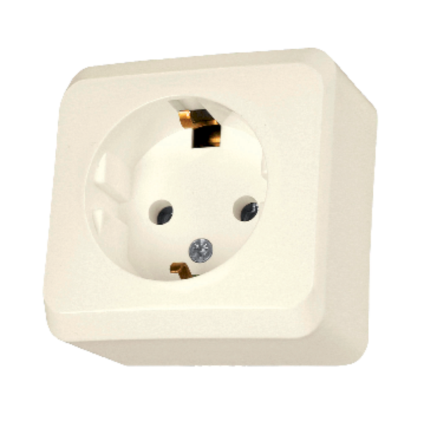 PRIMA - single socket outlet with side earth - 16A, beige image 4