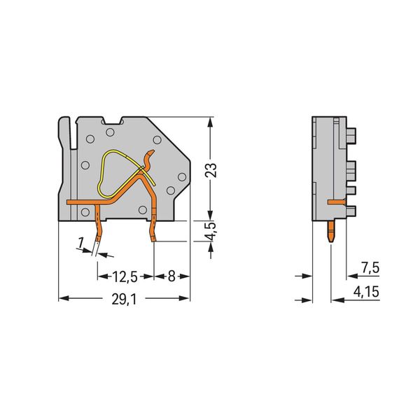 Stackable PCB terminal block 6 mm² Pin spacing 7.5 mm light green image 3