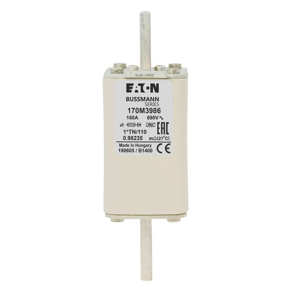 Fuse-link, high speed, 160 A, AC 1000 V, compact DIN 1, 43 x 61 x 138 mm, aR, DIN, IEC, single indicator image 14