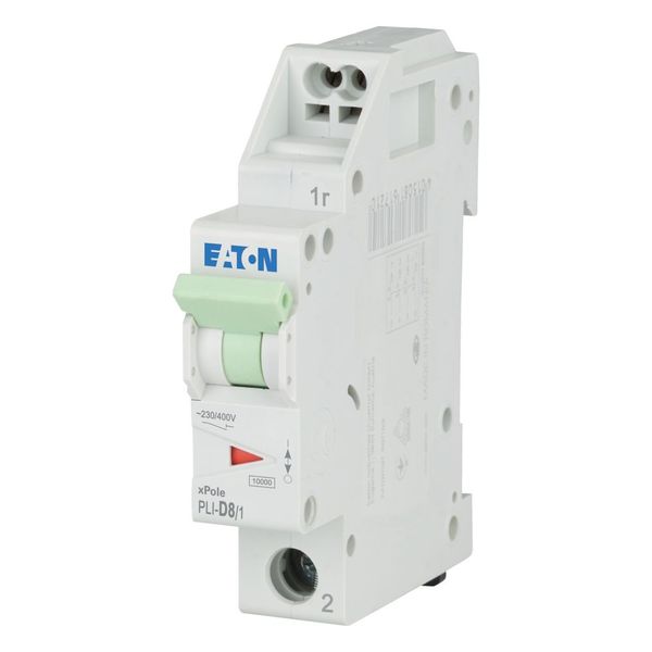 Miniature circuit breaker (MCB) with plug-in terminal, 8 A, 1p, characteristic: D image 1