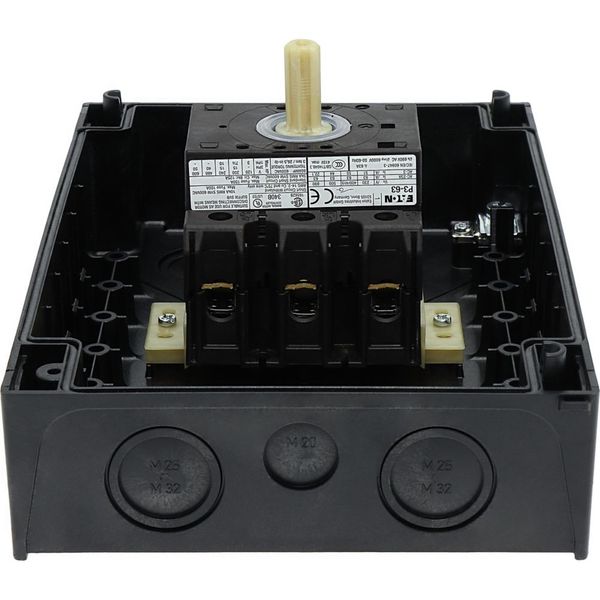 On-Off switch, P3, 63 A, surface mounting, 3 pole, with black thumb grip and front plate image 35
