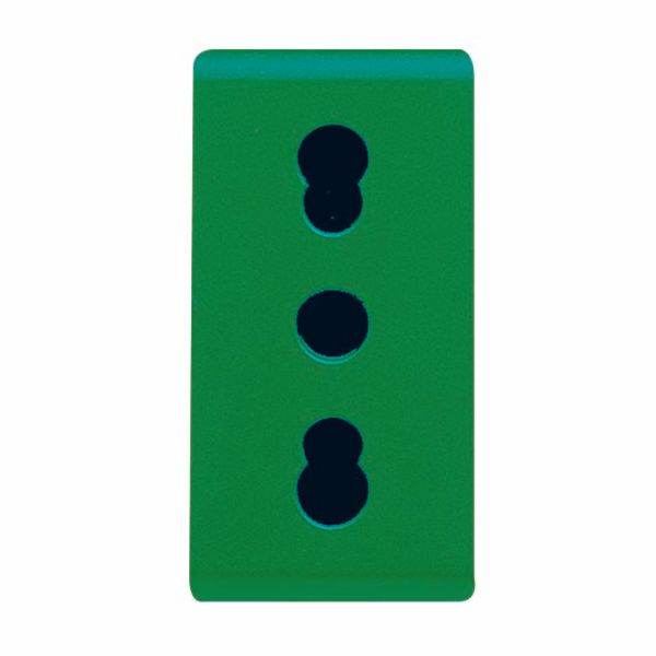 ITALIAN STANDARD SOCKET-OUTLET 250V ac - FOR DEDICATED LINES - 2P+E 16A DUAL AMPERAGE - P17-11 - 1 MODULE - GREEN - SYSTEM image 2