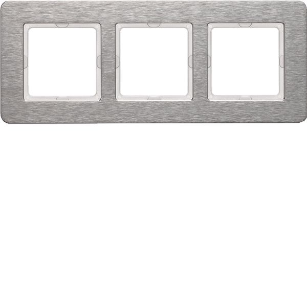 Frame 3gang, stainless Steel brushed, horizontal image 1