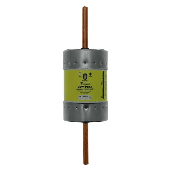 Eaton Bussmann Series LPJ Fuse,LPJ Low Peak,Current-limiting,time delay,300 A,600 Vac,300 Vdc,300000A at 600Vac,100kAIC Vdc,Class J,10s at 500%,Dual element,Bolted blade end X bolted blade end connection,2.11 in dia.,Indicating image 1
