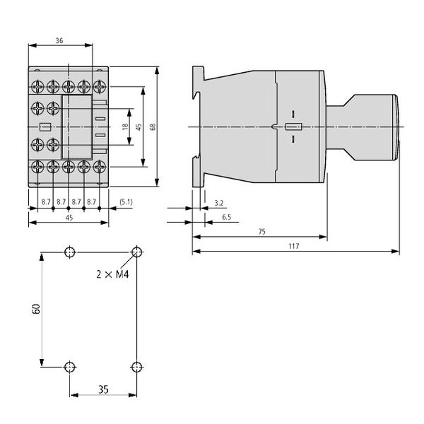 Contactor 5.5kW/400V/12A, 1 NO, coil 110VAC image 2