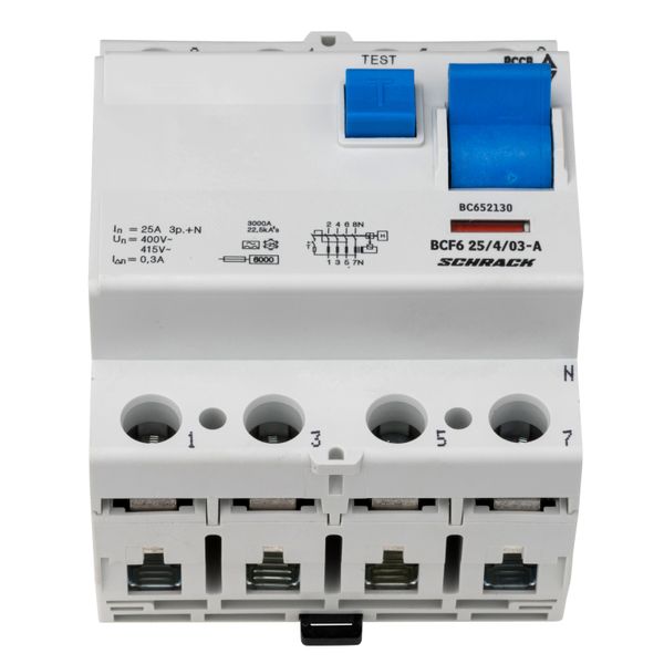 Residual current circuit breaker 25A, 4-p, 300mA, type A,6kA image 1
