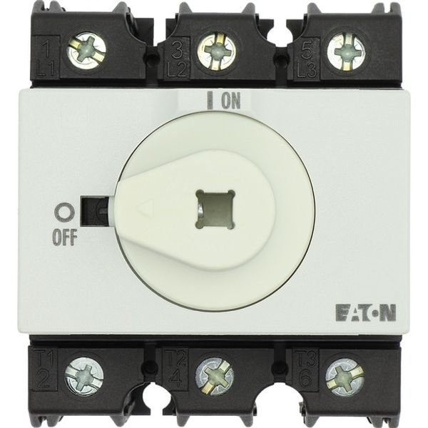 Main switch, P3, 63 A, rear mounting, 3 pole, Emergency switching off function, With red rotary handle and yellow locking ring, Lockable in the 0 (Off image 6