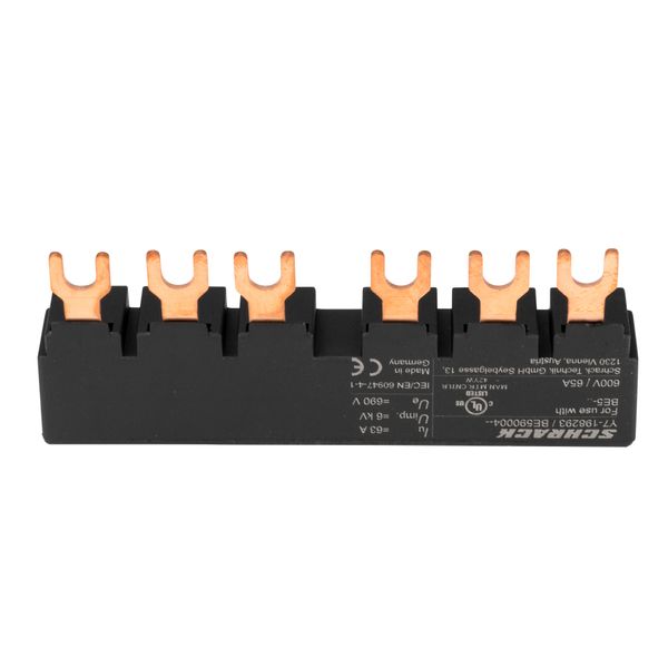 3-phase Busbar for 2xBE5, 45mm fork type UL certified image 1