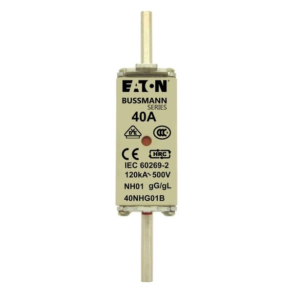 Fuse-link, LV, 40 A, AC 500 V, NH01, gL/gG, IEC, dual indicator, live gripping lugs image 12