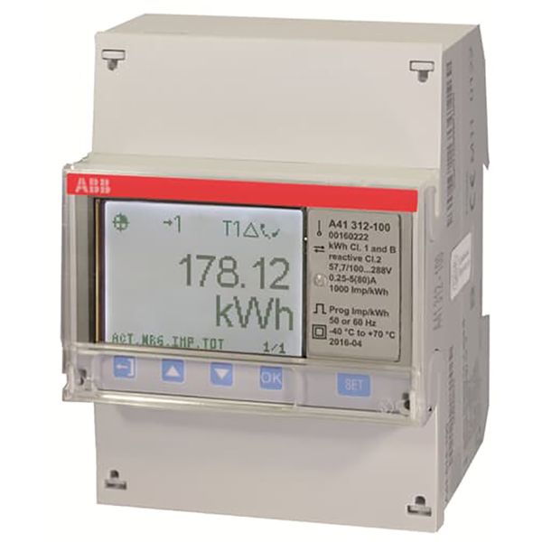 A41 312-100, Energy meter'Silver', Modbus RS485, Single-phase, 80 A image 1