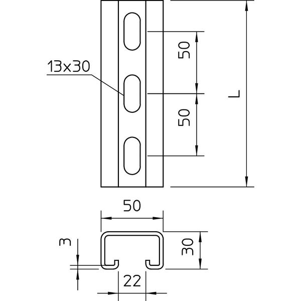 MS5030P3000FT Profile rail perforated, slot 22mm 3000x50x30 image 2